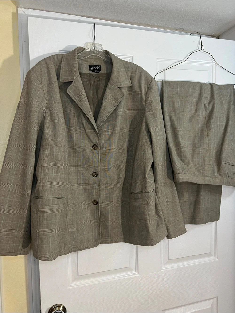 Rafaella Taupe Plaid Blazer and Trouser Set